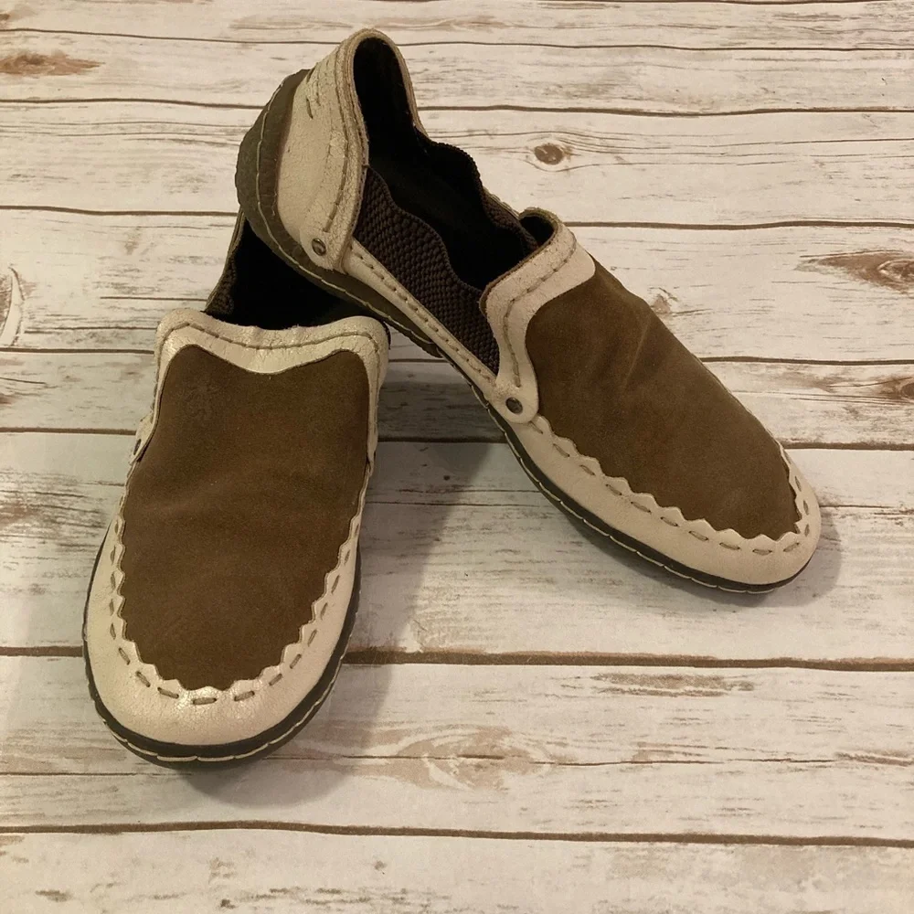 Fly London Brown Leather Slip On Loafers 42/9